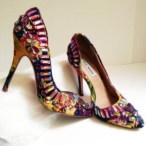 Steve Madden Galactik Floral  Glittering Bejeweled Stiletto Heel Pumps Sz 6.5M